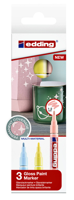Paintmarker edding 751 op oliebasis 1-2mm pastel assorti 3 stuks