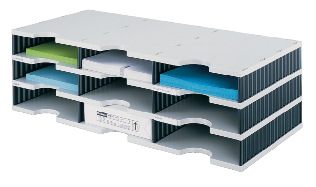 Module de classement Styrodoc A4 9 casiers noir/gris