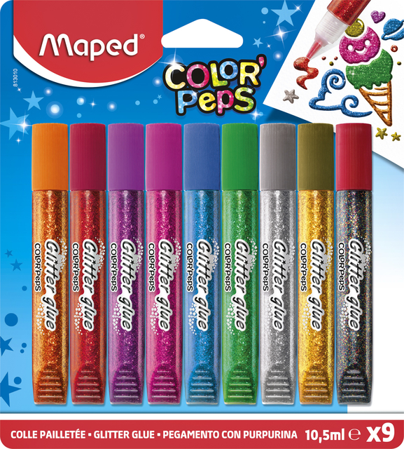 Colle pailletée Maped Color'Peps set 9 couleurs
