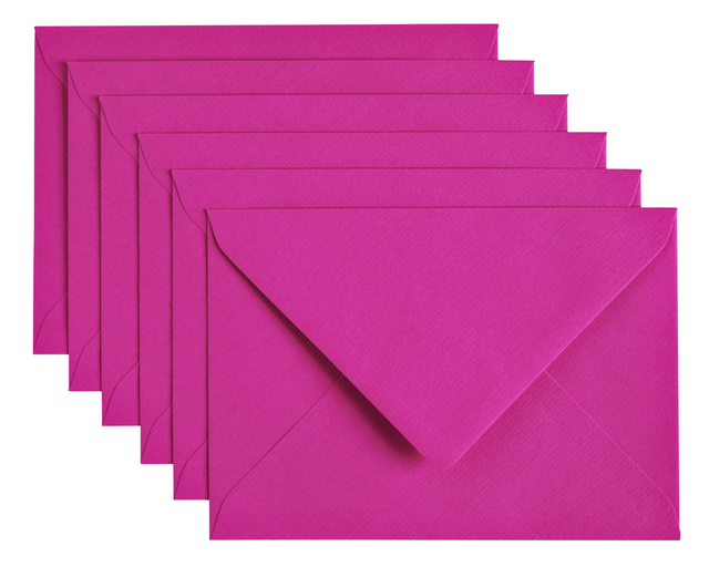 Enveloppe Papicolor C6 114x162mm rose vif paquet 6 pièces