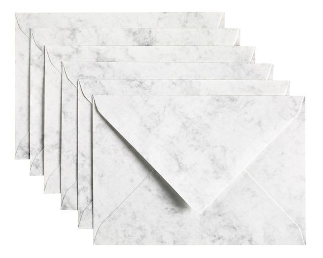 Enveloppe Papicolor C6 114x162mm gris marbré paquet 6 pièces