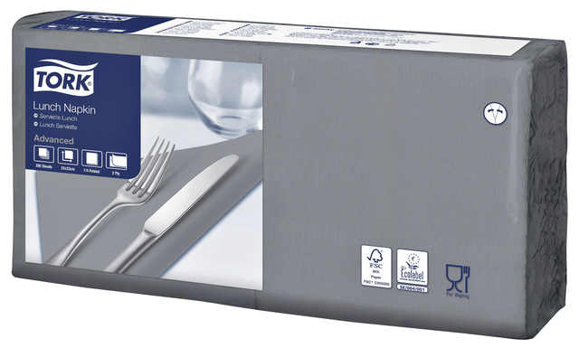 Serviette Tork Advanced 477205 2 épaisseurs pli 1/4 328x325mm gris 200 pièces