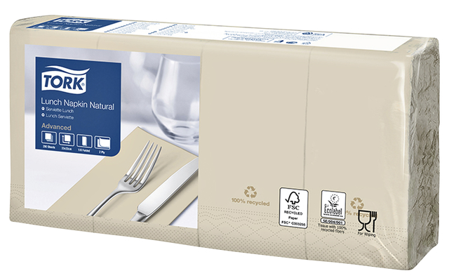 Lunchservet Tork Advanced 1/8 vouw 2-laags 328x325mm 200 vel naturel 477351