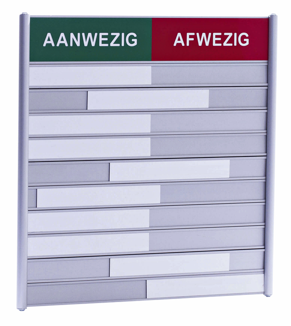 Aan- afwezigheidsbord voor 10 namen