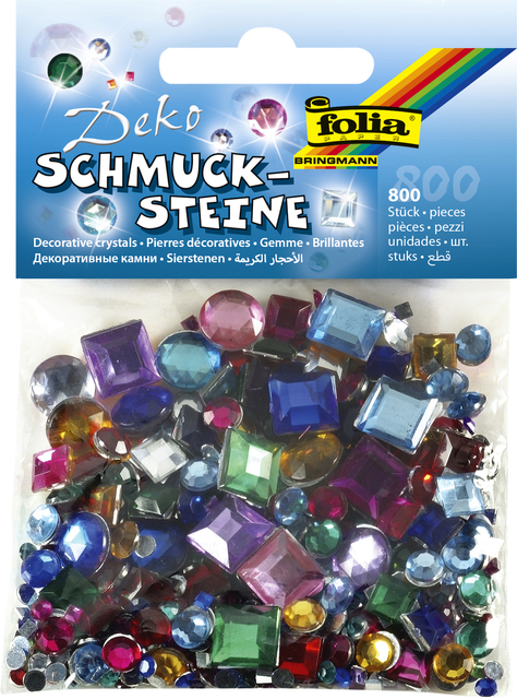 Glitter steentjes Folia 800 stuks diverse kleuren en afmetingen