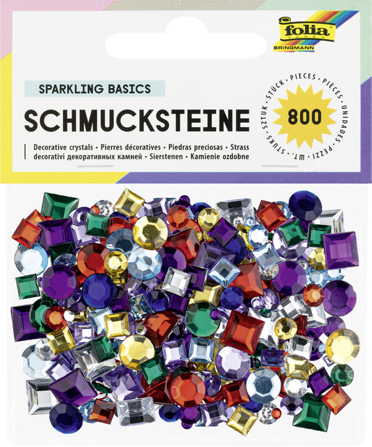 Glitter steentjes Folia 800 stuks diverse kleuren en afmetingen