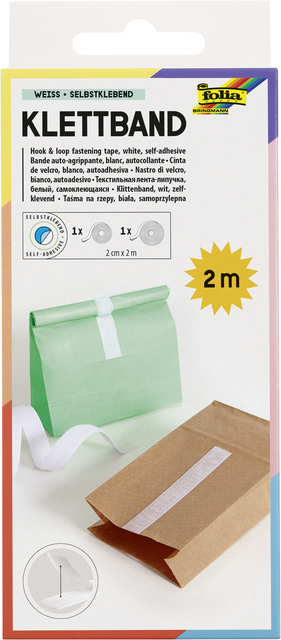 Klittenband Folia 20mmx2m wit 2 rollen