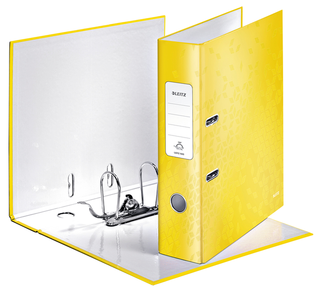 Classeur à levier Leitz WOW 180° A4 85mm laminé jaune