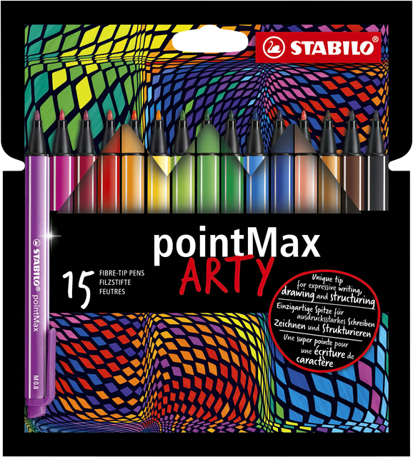 Feutre STABILO pointMax 488/15 Arty Medium assorti étui 15 pièces