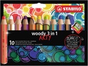 Kleurpotloden STABILO 880 woody 3 in 1 Arty incl slijper ass 10st
