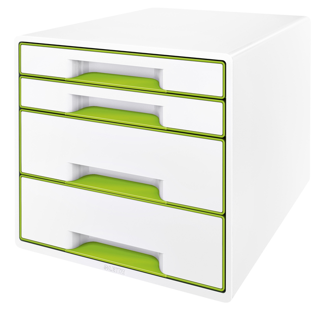 Bloc de classement Leitz WOW Cube 4 tiroirs blanc/vert