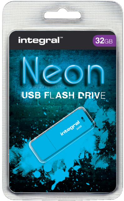 USB-stick 2.0 Integral 32GB neon blauw