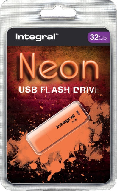 USB-stick 2.0 Integral 32GB neon oranje