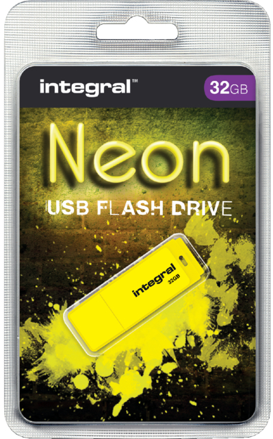 USB-stick 2.0 Integral 32GB neon geel