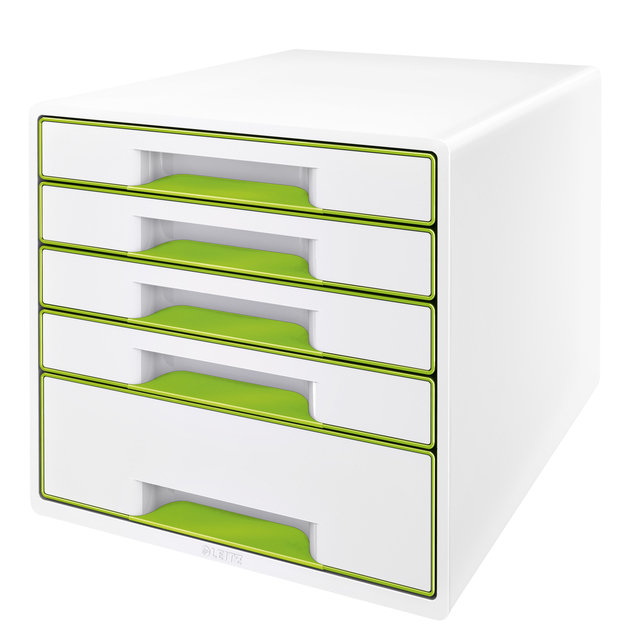 Bloc de classement Leitz WOW Cube 5 tiroirs blanc/vert