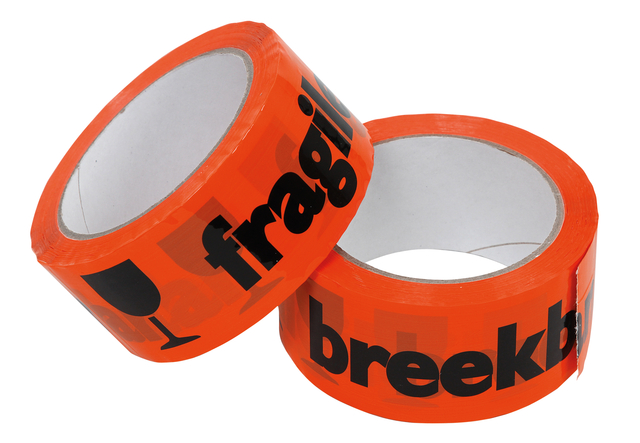 Ruban d'avertissement IEZZY "Fragile" 50mmx66m orange/noir