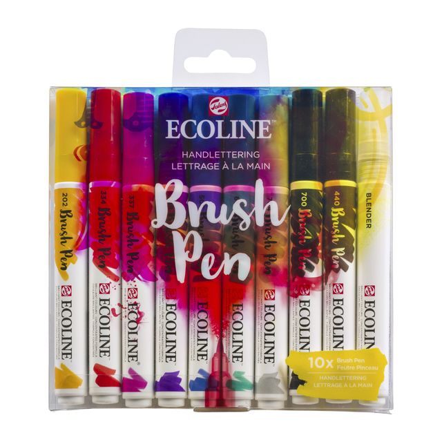 Brushpen Talens Ecoline set á 10 stuks handlettering