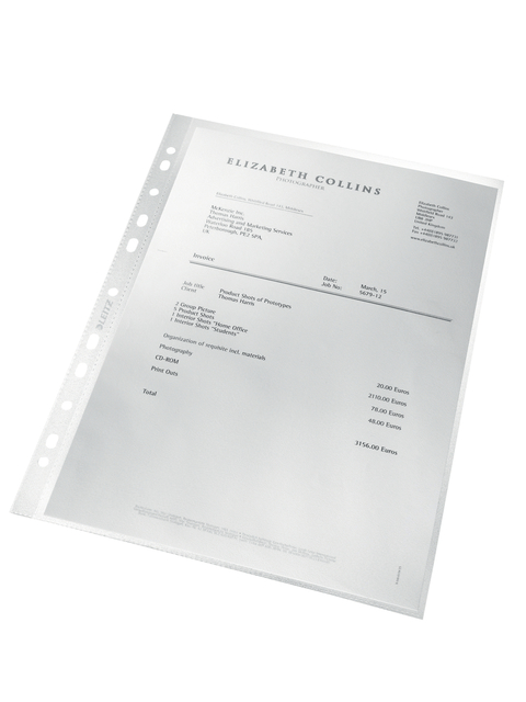 Pochette Leitz Recycle A4 11 perforations PP 0,10mm transparent 25 pièces