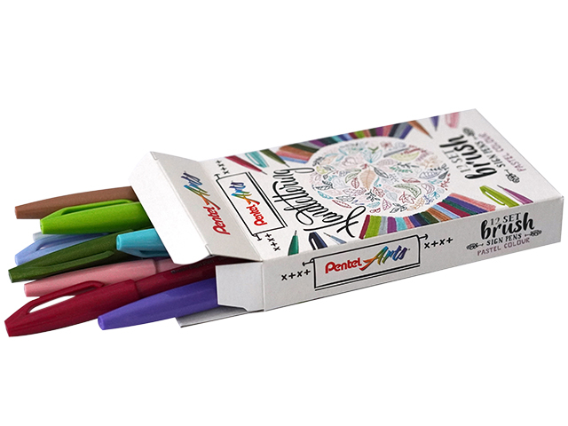 Feutre pinceau Pentel Sign SES15C pastel assorti 12 pièces
