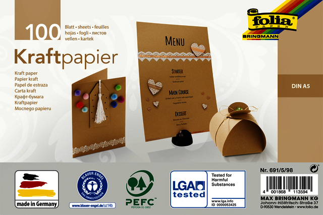 Papier kraft Folia A5 120g 100 feuilles