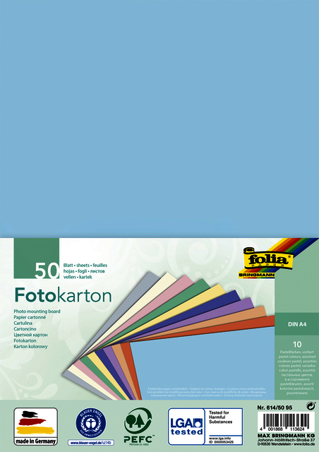 Fotokarton Folia 2-zijdig A4 pastel 50 vel 10 kleuren