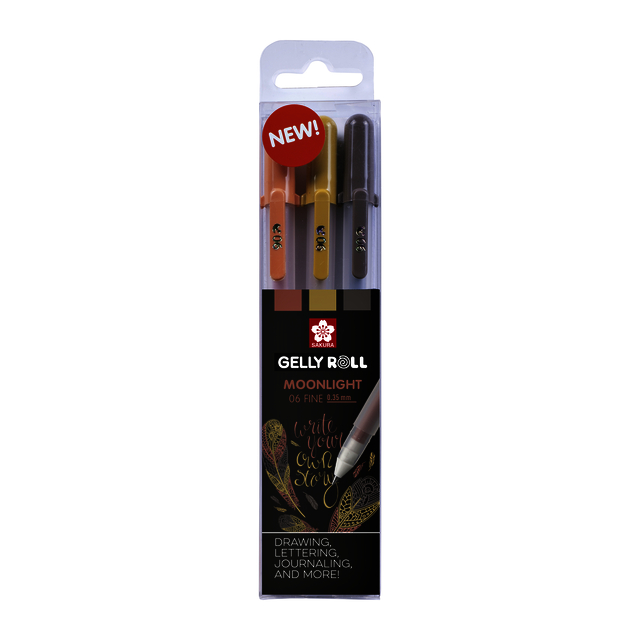 Stylo gel Sakura Gelly Roll Moonlight 06 Nature set 3 couleurs