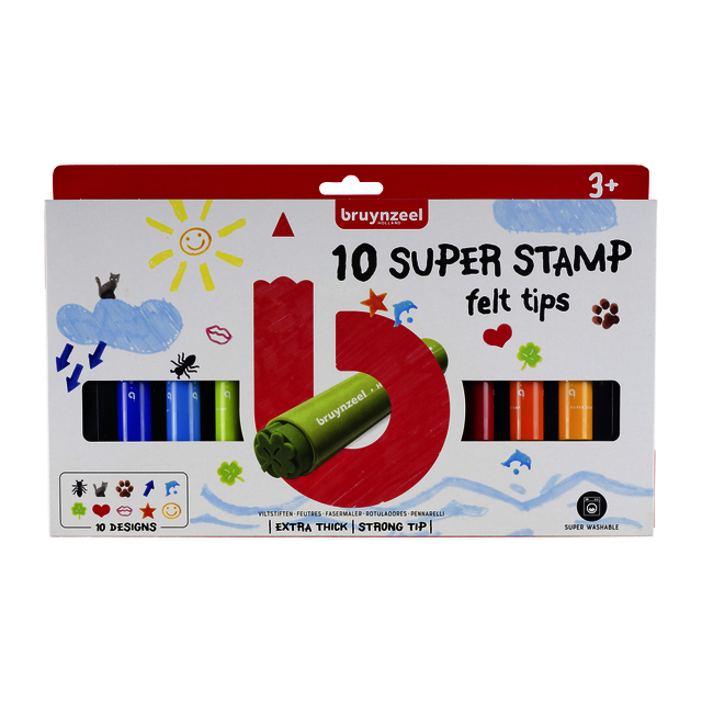 Stempelstift Bruynzeel Kids super set à 10 stuks assorti