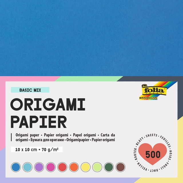 Feuilles de pliage Folia 70g 10x10cm assorti 500 feuilles