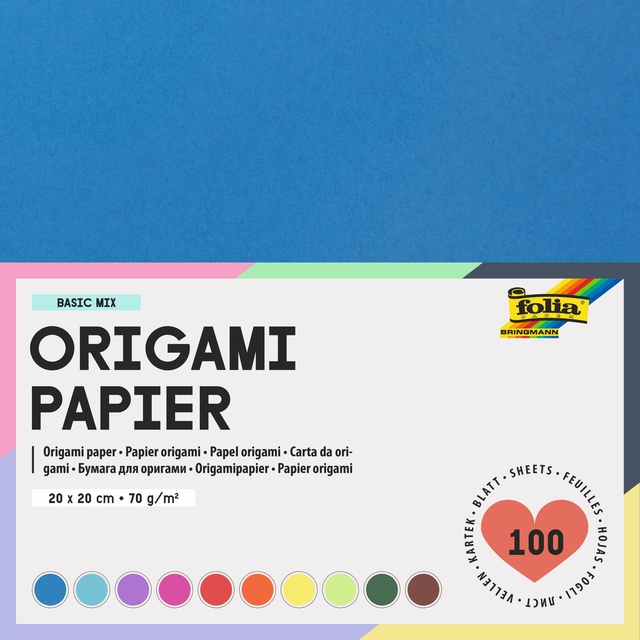 Feuilles de pliage Folia 70g 20x20cm assorti 100 feuilles