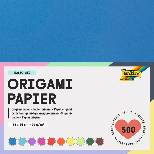 Feuilles de pliage Folia 70g 15x15cm assorti 500 feuilles