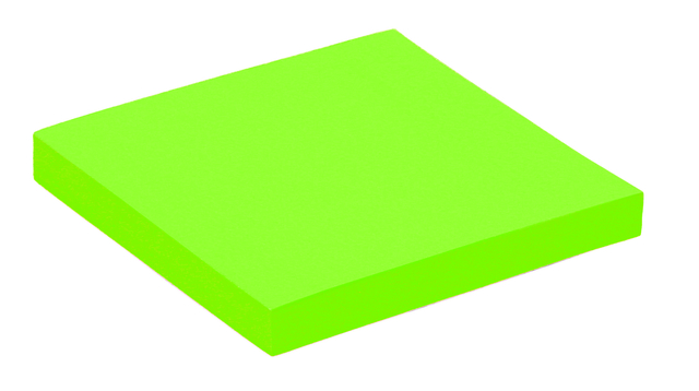 Bloc mémos Quantore 76x76mm néon vert 100 feuilles