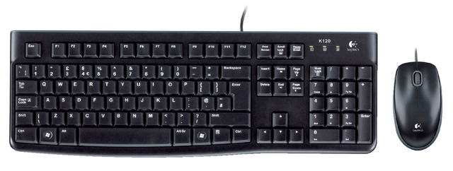 Clavier Logitech K120 QWERTY + souris USB noir