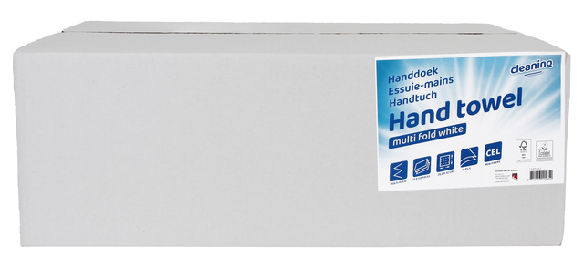 Handdoek Cleaninq H2 i-vouw 2-laags 203x320mm 25x120 vel wit