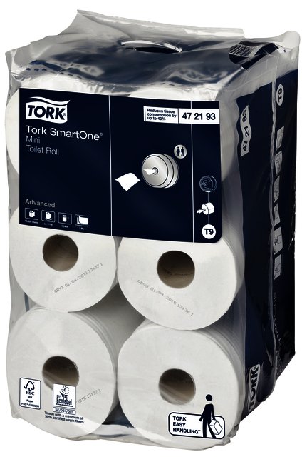 Papier toilette TorkSmartOne Mini T9 472193 Advanced 2 ép 620 feuilles blanc