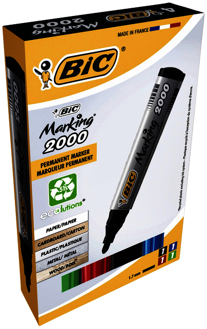 Viltstift Bic 2000 ecolutions rond large assorti doos à 4 stuks