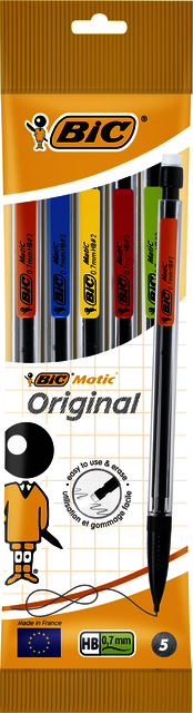 Vulpotlood Bic Matic Original HB 0.7mm assorti zak à 5 stuks