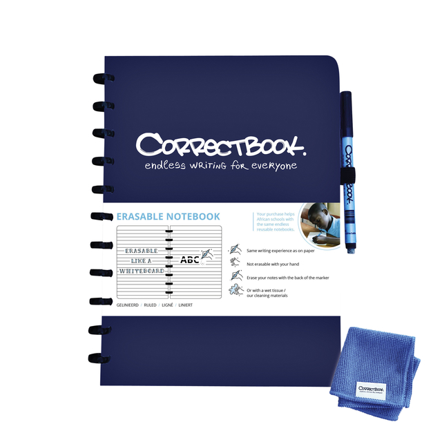 Notitieboek Correctbook A4 lijn 40blz midnight blue