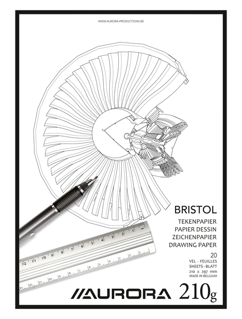 Bloc à dessin Aurora A4 20 feuilles 210g papier Bristol