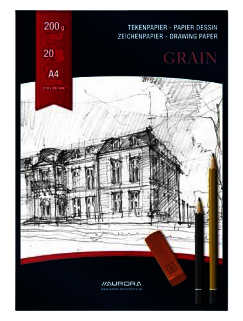 Bloc à dessin Aurora A4 20 feuilles 200g papier Grain