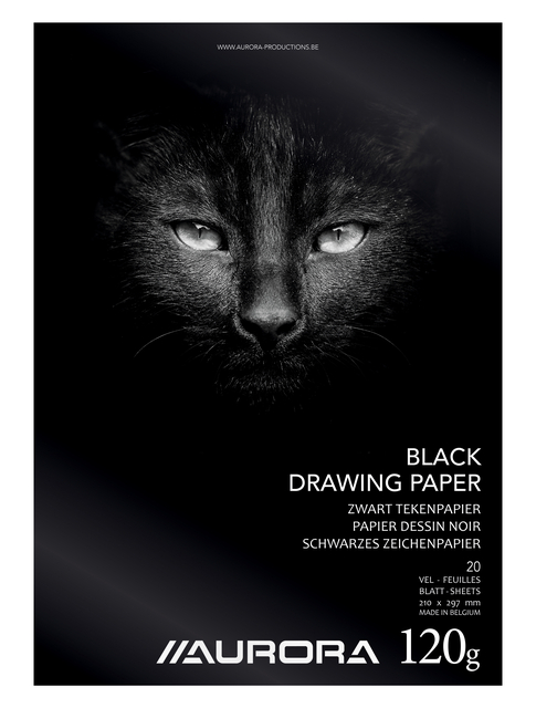 Bloc à dessin Aurora A4 20 feuilles 120g papier dessin noir