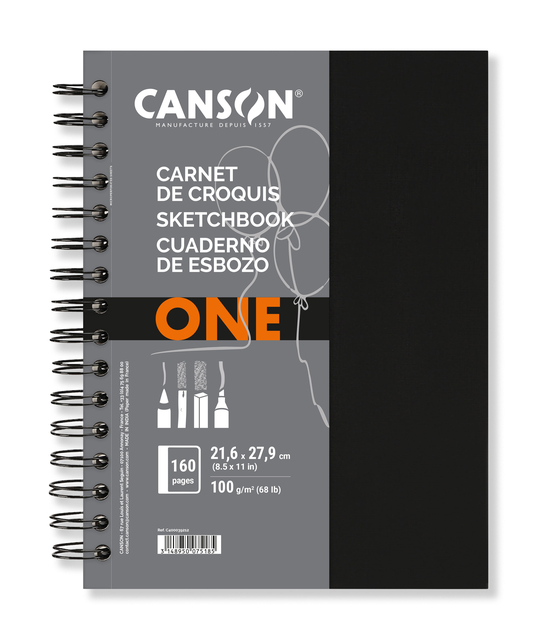 Schetsboek Canson Art Book One spiraalgebonden 80vel 100gr 216x279mm wit