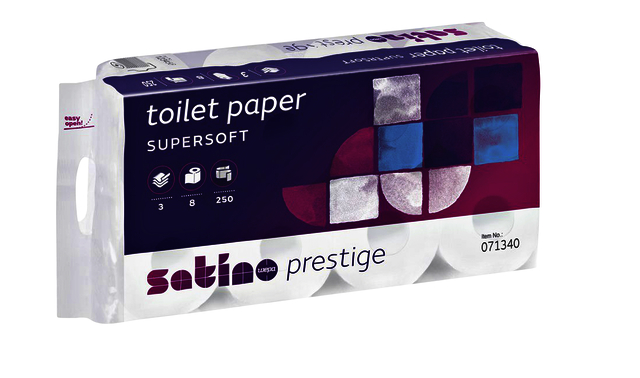 Papier toilette Satino Prestige MT1 071340 3 épaisseurs 250 feuilles blanc