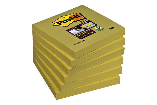 Bloc-mémos Post-it 654 Super Sticky 76x76mm jaune