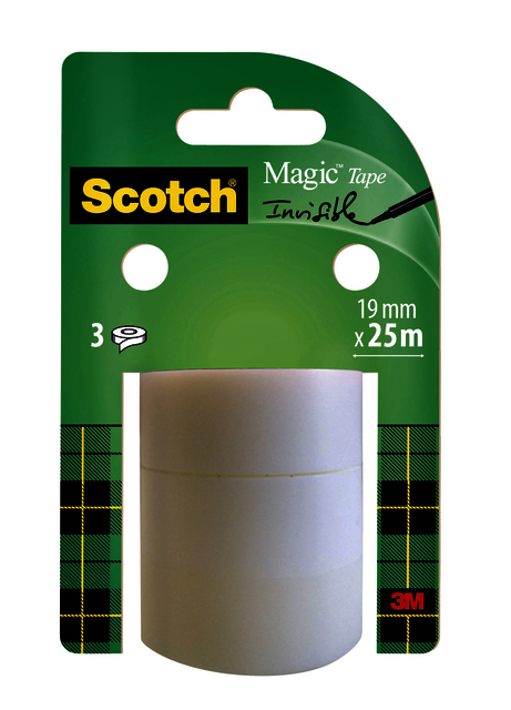 Ruban adhésif Scotch Magic 819 19mmx25m invisible 3 rouleaux