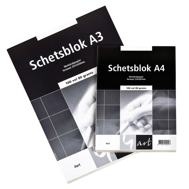 Schetsblok 4art romandruk A2 80gr zwart 100 vel