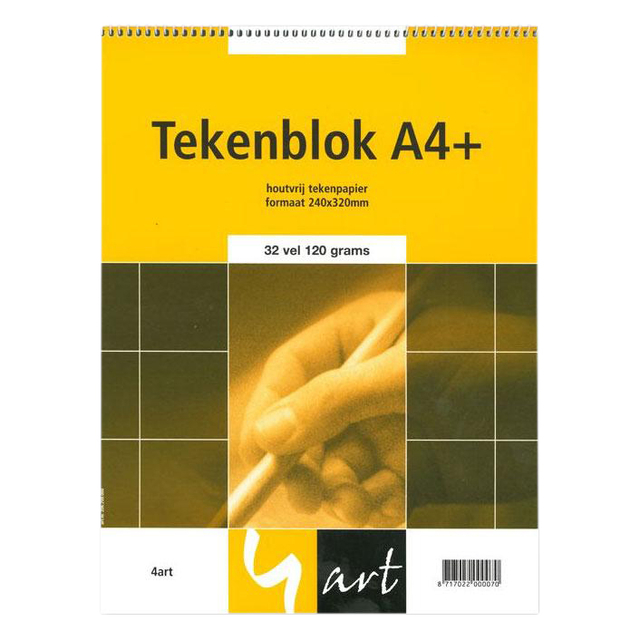 Tekenblok 4art A4 120gr geel 32 vel