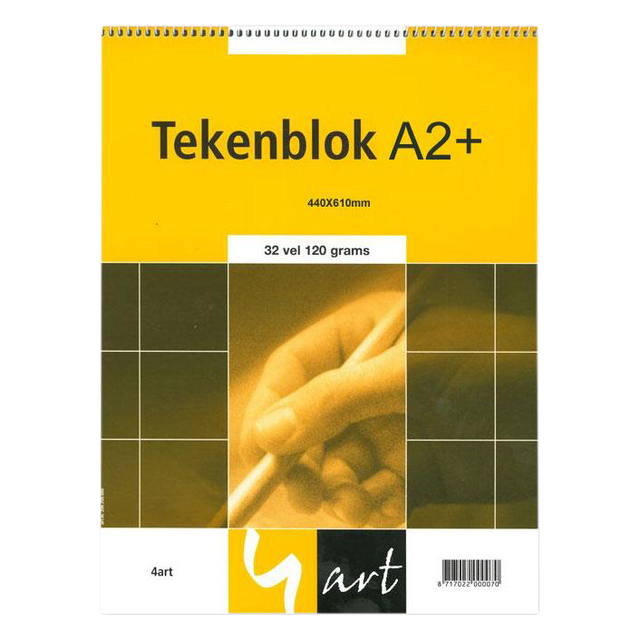 Tekenblok 4art A2 120gr geel 32 vel