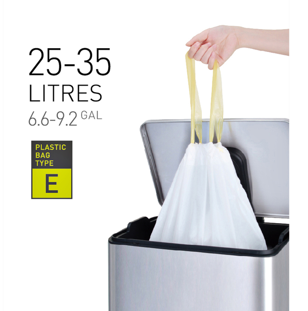 Sac poubelle EKO MDPE type E avec lien coulissant 55x70cm 25-35L blanc 12 pièces