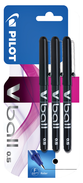 Roller PILOT V-Ball 05 Fin noir 3 pièces