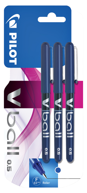 Roller PILOT V-Ball 05 Fin bleu 3 pièces